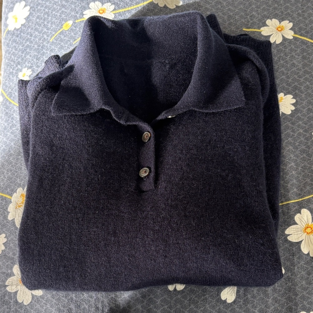 Banana republic Navy 100 cashmere Collared Sweater